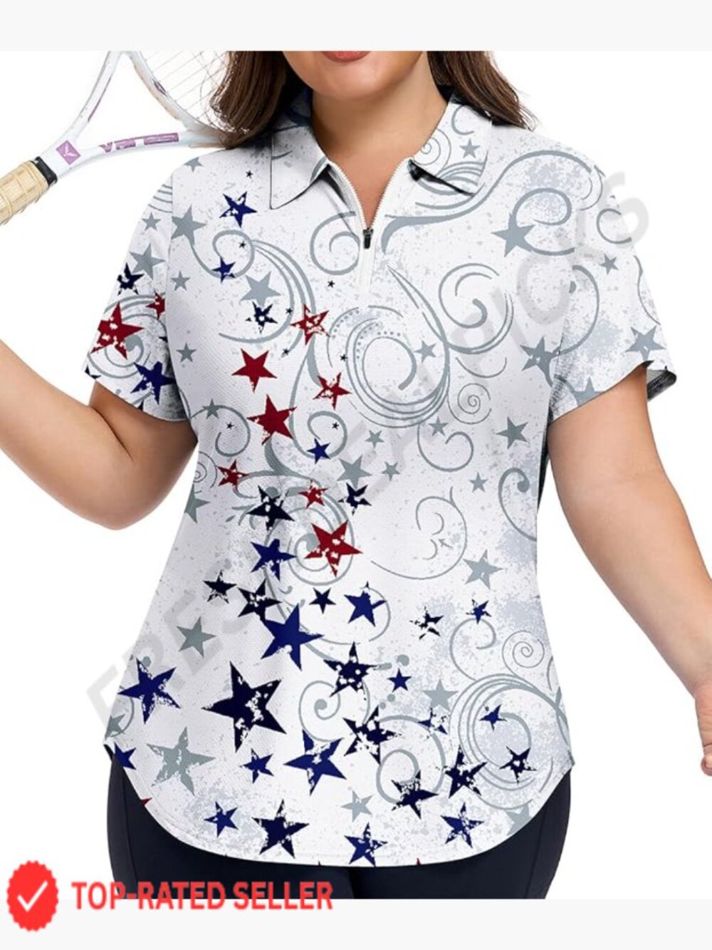 Plus Size Golf Polo Shirt Short Sleeve 1/4 Zip Loose Fit Collared Athletic